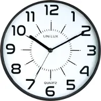 Unilux POP Wanduhr schwarz, Durchmesser: 30,5 cm, Quarzuhrwerk, leise schleichende Zeiger, Batterie inklusive