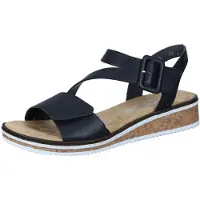 Rieker Damen Sandale Keilsandalette Klettverschluss V3660, Größe:38 EU, Farbe:Schwarz