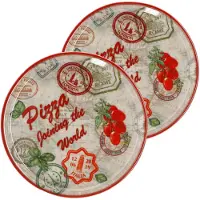 MamboCat 2er Set Pizzateller Charme Red - Rom rot - 33cm - 04018#ZCHAR