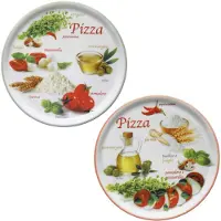 MamboCat 2er Set Pizzateller Napoli Pizzafoods grün + rot 33cm - 04018#ZP1 + 04018#ZP2