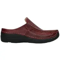Wolky Clogs Roll Slide Printed Leather Red Damen-Schuhgröße 37