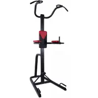 Gorilla Sports Power Tower - mit Dip Station, Klimmzugstange und Liegestützgriffe, 85x135x235cm, Gepolstert - Kraftturm, Klimmzugstation, Multifunktionale Kraftstation, Krafttraining, Trainingsgerät
