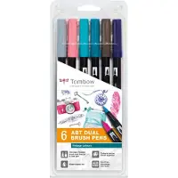 Tombow ABT-6P-5, Fein / Extradick, 6 Farben, Mehrfarbig, Rundspitze & Bürstenspitze, Mehrfarbig, Rund