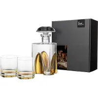 Eisch Germany Whiskyglas "GENTLEMAN, Made in Germany", (Set, 3 tlg., 1 Whiskykaraffe, 2 Whiskybecher im Geschenkkarton), mundgeblasen, in Handarbeit mit echtem Gold veredelt, 3-teilig
