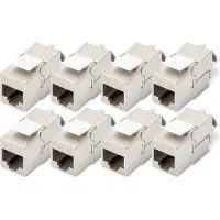 Digitus CAT 6A Keystone Modul, geschirmt, werkzeugfreier Montageanschluss - 8 Stk., Flach, Silber, RJ-45, LSA, Buchse, 10GBase-T