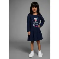 Kidsworld Jerseykleid "HAPPY GLITZER TAG" kniefreie Länge, verspielter Look, aus Baumwollmischung