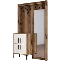 Skye Decor , Berlin BC - Walnut, White, Hallenstand, Nussbaum, 100 % MELAMINBESCHICHTETE SPANPLATTEN, 120 x 35 x 200 cm