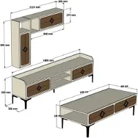 Skye Decor , Samba - Oak, Wohnzimmermöbel-Set, Eiche, 100 % MELAMINBESCHICHTETE SPANPLATTEN, 180 x 35 x 52 cm
