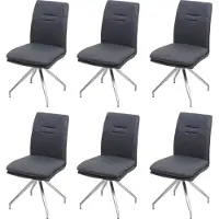 Mendler 6er-Set Esszimmerstuhl MCW-H70, Küchenstuhl Lehnstuhl Stuhl, Stoff/Textil Edelstahl gebürstet dunkelgrau