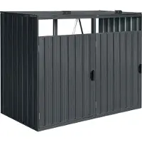 Axi Owen Mülltonnenbox aus Metall in Anthrazit | Mülltonnenverkleidung aus wetterfestem verzinktem Stahl mit Deckel für 2 Tonnen - 240L/480L |