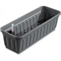 Alpfa Blumenkasten mit Wasserspeicher Balkonkasten mit Bewässerung anthrazit 60 cm
