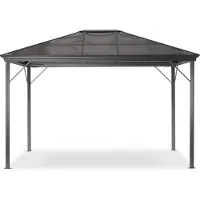 Leco , Profi-Pavillon Metall-Gartenüberdachung, graues Dach/ Seitenteile in lichtgrau, 300 x 365 cm