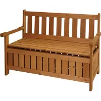 Mendler Gartenbank MCW-L68 mit Stauraum, Truhenbank Sitzbank Staufach Aufbewahrung, Outdoor Tanne Holz MVG 114cm, braun
