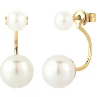 Elli Ohrringe Front-Back Süßwasserzuchtperle 925 Silber Elli Gold