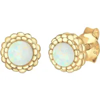 Elli Ohrringe Geo Kreis Vintage Opal Blüte 925 Sterling Silber Elli Gold