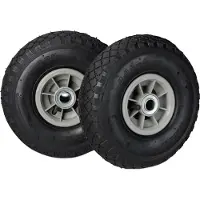 Relaxdays Sackkarrenrad 3.00-4, 2er Set Ersatzreifen, luftbereift, bis 80 kg, Kunststofffelge, 260x85 mm, schwarz-grau