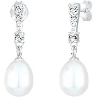 Elli Ohrringe Perlen Kristalle Elegant 925 Silber Elli Weiß