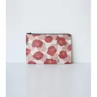 Bookchair Hanji-Papiertasche Federmäppchen Kosmetiktasche - Rot/Kamelie - aus traditionellem Hanji-Papier