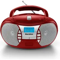 Kärcher RR 5025-R tragbares CD Radio (CD-Player, UKW Radio, Batterie/Netzbetrieb, AUX-In) rot