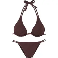 s.Oliver Triangel-Bikini "Naila", Damen, Gr. 36, Cup C/D, braun, Microfaser, Polyamid, Strukturmuster, Bikini-Sets Triangel-Bikini, mit Struktur