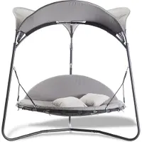 Leco Luxus-Schaukelbett "Mareike" mit Sonnendach, Polsterauflagen und Kissen grau