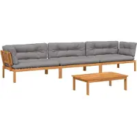 vidaXL 4-tlg. Garten-Sofagarnitur aus Paletten mit Kissen Akazienholz