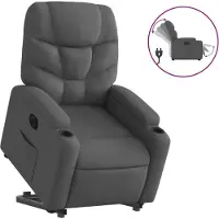 vidaXL Relaxsessel mit Aufstehhilfe Elektrisch Dunkelgrau Stoff