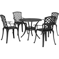 vidaXL 5-tlg. Garten-Essgruppe Schwarz Aluminiumguss