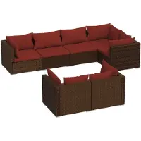 vidaXL 7-tlg. Garten-Lounge-Set mit Kissen Braun Poly Rattan