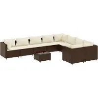 vidaXL 10-tlg. Garten-Sofagarnitur mit Kissen Braun Poly Rattan