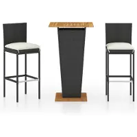 vidaXL 3-tlg. Gartenbar-Set mit Kissen Poly Rattan Schwarz