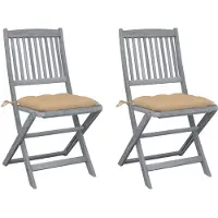 vidaXL Klappbare Gartenstühle 4 Stk. mit Kissen Massivholz Akazie