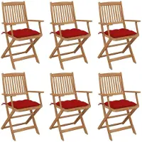 vidaXL Klappbare Gartenstühle 6 Stk. mit Kissen Massivholz Akazie