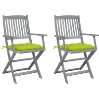 vidaXL Klappbare Gartenstühle 2 Stk. mit Kissen Massivholz Akazie