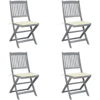 vidaXL Klappbare Gartenstühle 2 Stk. mit Kissen Massivholz Akazie