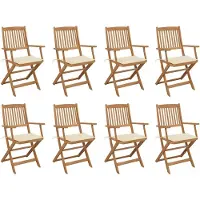vidaXL Klappbare Gartenstühle 2 Stk. mit Kissen Massivholz Akazie