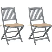 vidaXL Klappbare Gartenstühle 2 Stk. mit Kissen Massivholz Akazie
