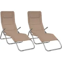 vidaXL Sonnenliegen 2 Stk. Taupe Textilene & Pulverbeschichteter Stahl