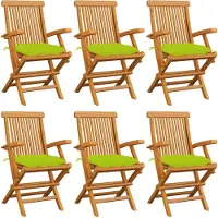 vidaXL Gartenstühle mit Hellgrünen Kissen 2 Stk. Massivholz Teak
