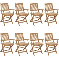 vidaXL Klappbare Gartenstühle 8 Stk. mit Kissen Massivholz Akazie