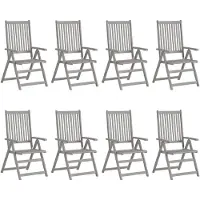 vidaXL Verstellbare Gartenstühle 8 Stk. Grau Massivholz Akazie