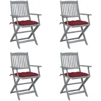 vidaXL Klappbare Gartenstühle 4 Stk. mit Kissen Massivholz Akazie