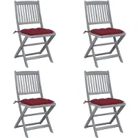 vidaXL Klappbare Gartenstühle 4 Stk. mit Kissen Massivholz Akazie