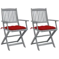 vidaXL Klappbare Gartenstühle 2 Stk. mit Kissen Massivholz Akazie