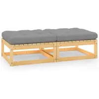 vidaXL Gartenhocker mit Kissen 2 Stk. Massivholz Kiefer
