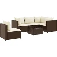 vidaXL 6-tlg. Garten-Lounge-Set mit Kissen Braun Poly Rattan
