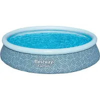 Bestway Fast SetTM Aufstellpool Set mit Filterpumpe Ø 396 x 84 cm, Grafisches Liniendesig...