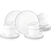 Seltmann Kaffeeservice "Geschirr-Set, Service Lido Black Line", (Set, 18 tlg.), Tassen, Untertassen, Teller, 18 Teile, für 6 Personen, Made in Germany