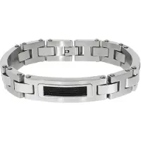 Zeeme Armband Edelstahl poliert matt zweifarbig Stahlseil Edelstahl 22cm Glänzend ZEEme Schwarz