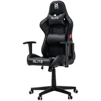 Elite Gaming Stuhl | Ergonomischer Bürostuhl - Schreibtischstuhl - PC Gamer Racing Stuhl - Gaming-Stuhl - Gamer Sessel - Kopfstütze - Chair (Schwarz)